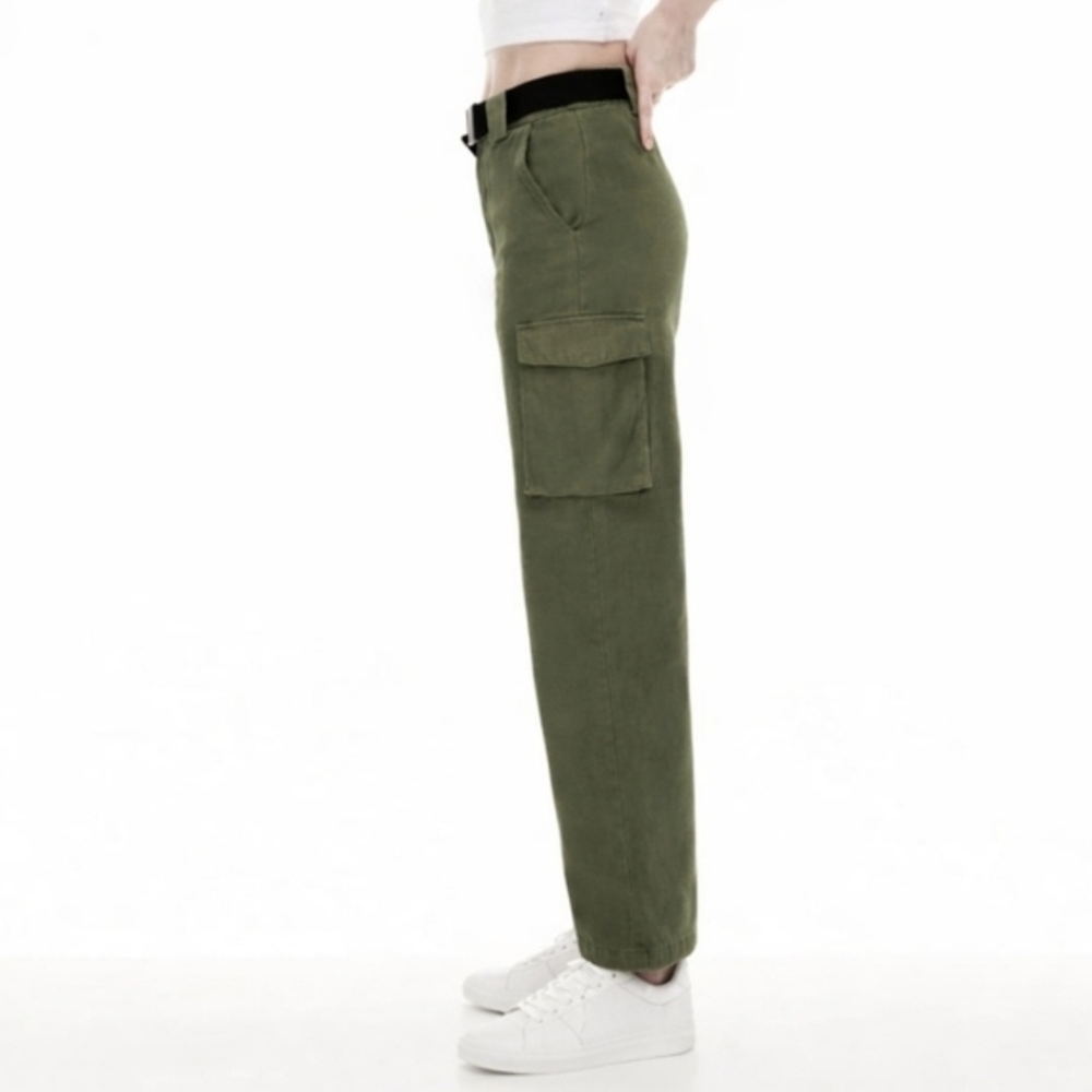 TNA Cargo Pants Womens XS Olive Army Green Fatigue Black Belt Aritzia Cotton